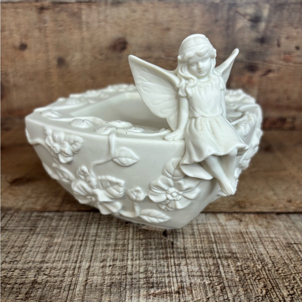 RETIRED Bisque Porcelain PARTYLITE Enchantment Fairy Pillar Candle Holder